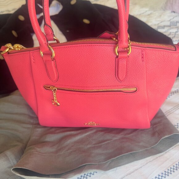 Coach Mini Bennett Satchel Hot Pink Leather Bag Crossbody Tote Gold Hardware - Picture 4 of 8